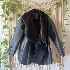 Missguided Faux Leather Black Coat